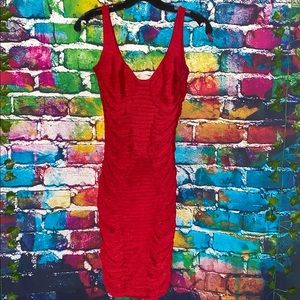 ZAC POSEN Ruched Red Dress